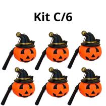 kit C/6 Abóbora Luz Pendurar Lanterna Aboboluz Luminária