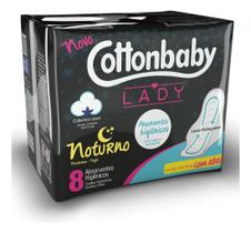 Kit c/ 6 Absorvente Cottonbaby Lady Suave Noturno Com Abas