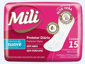 Kit c/ 6 Absorventes femininos Mili Cobertura Suave 15 u