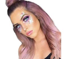 Kit c/ 6 Adesivo Facial Pedra Brilho Strass Cristal Acrílico para Corpo e Rosto Maquiagem Carnaval Halloweeen