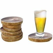 Kit C/6 Apoiador de Copo em eucalípto bolacha Porta Copo