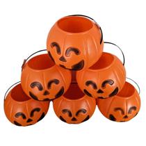 kit c/6 Balde Abóbora 16X13 Decoração Halloween caldeirão