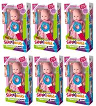 Kit c/ 6 Boneca bebezao que fala e faz sons de bebe chora ri Colecao Sapekinhas Primeiros Sons
