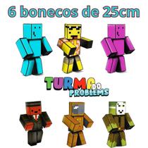 Kit c/ 6 Bonecos 25 cm Turma do Problems-Minecraft Youtube