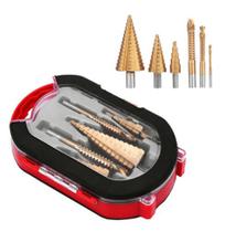 Kit C/6 Brocas Aço Rapido Escalonada Cone Conica 4 A 32mm