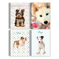 Kit C/6 Caderno Menina Cachorro 96 Folhas 1 Matéria Máxima