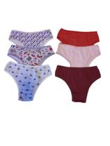 Kit C/ 6 Calcinhas Modelo Em Algodão Lisa E Estampada