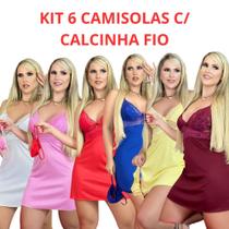 KIT c/ 6 Camisolas Com Cacinha Fio Dental