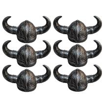 Kit c/6 Capacete Viking Pt Fantasia Chifre Nórdico Cosplay