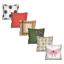Kit C/ 6 Capas De Almofadas Estampadas Decorativas para Sofá 100% algodão - 45x45cm