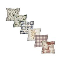 Kit C/ 6 Capas De Almofadas Estampadas Decorativas para Sofá 100% algodão - 45x45cm