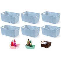 Kit c/ 6 Cestos Organizadores Rattan S/ Tampa Multiuso 4 lts Kit c/ 6 Cestos Organizadores Rattan S/ Tampa Multiuso 4 lts