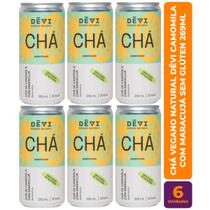 Kit c/ 6 Chá Vegano Natural DÊVI Camomila com Maracujá Gaseificado 269ml Kit c/ 6 Chá Vegano Natural DÊVI Camomila com Maracujá Gaseificado 269ml
