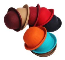 Kit C/ 6 Chapeu Coco Feltro Feminina Cores Variados Kit C/ 6 Chapeu Coco Feltro Feminina Cores Variados
