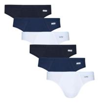 Kit C/6 Cueca Slip Lupo Masculina De Algodão 00515-089 Cor:Preta/Branca/MarinhoTamanho:GG