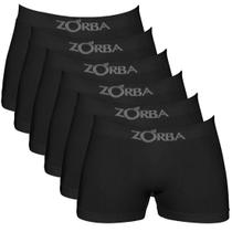 Kit c/ 6 Cuecas Zorba Boxer Seamless 781 Preto - P