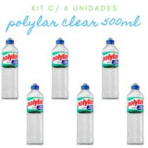 Kit c/ 6 Detergente Polylar Clear Lava Louças 500ml