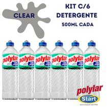 Kit c/6 Detergente Polylar Maça - Clear Sortidos 500ml Lava Louças