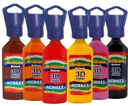 Kit c/6 dimensional 3d brilhante acrilex ( escolha a cor)