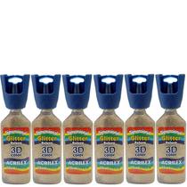 Kit C/6 Dimensional Glitter Rel3D 215 Champagne Acrilex 35Ml