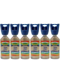 Kit C/6 Dimensional Glitter Rel3D 215 Champagne Acrilex 35Ml