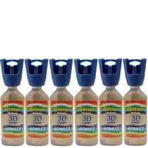 Kit C/6 Dimensional Glitter Relevo 3D 201 Ouro Acrilex 35ml