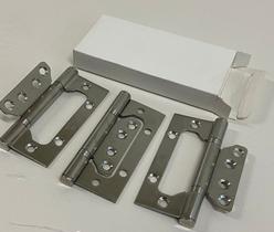 Kit c/ 6 Dobradiças de sobrepor com rolamento - Inox Escovado - 4'x3'x,2,5mm