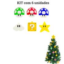 Kit C/ 6 Enfeites De Natal Mario Arvore Geek Envio Imediato