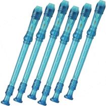Kit C/6 Flauta Doce Yamaha Soprano Germanica Yrs20 Gb Azul
