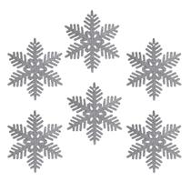 Kit C/6 Floco Neve Glitter 6 Pontas Prata Árvore Natal 18cm