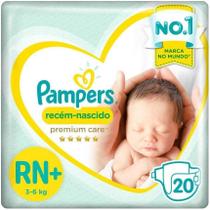 Kit c/ 6 Fraldas Pampers Recem-Nascido Rn+ 20 Unidades