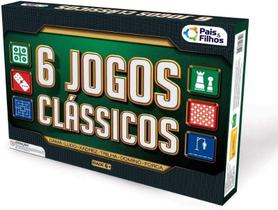 Kit c/ 6 Jogos Clássicos Dama Ludo Xadrez Trilha Dominó Forca Pais e Filhos Kit c/ 6 Jogos Clássicos Dama Ludo Xadrez Trilha Dominó Forca Pais e Filhos