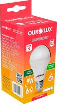 Kit c/ 6 Lampada LED Bulbo OUROLUX Branca 9W Bivolt Base E27