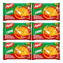 Kit C/6 Macarrão Instantâneo Apti Carne 70g