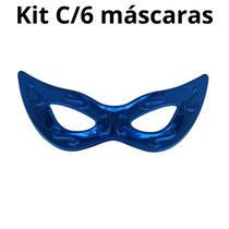 Kit C/6 Máscaras Gigante Carnaval Azul 73CM Carnaval