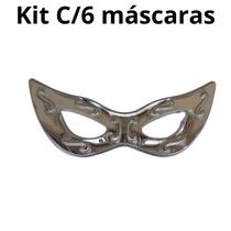 Kit C/6 Máscaras Gigante Carnaval Prata 73CM Carnaval