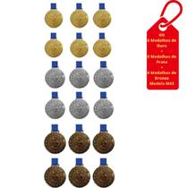 Kit C/6 Medalhas de Ouro + 6 Medalhas de Prata + 6 Medalhas de Bronze M43 - Crespar