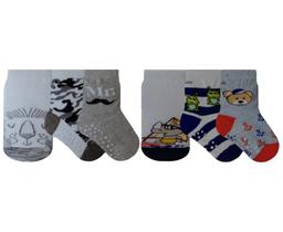 Kit C/6 Meias Bebe C/Antiderrapante Menino Rikam