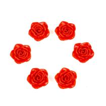Kit C/6 Miçangas em Plástico Flor Rosa Vermelha 2 cm Kit C/6 Miçangas em Plástico Flor Rosa Vermelha 2 cm