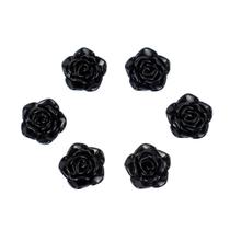 Kit C/6 Miçangas em Resina Flor Rosa Negra 2 cm