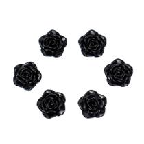 Kit C/6 Miçangas Em Resina Flor Rosa Negra 2 Cm