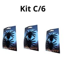Kit C/6 Mini Aranha Veludo Preta Halloween Decoração