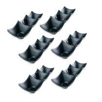 Kit C/6 Molheira Tripartida Melamina Preta Japonesa 25Ml