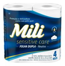 Kit c/ 6 Papel Higienico 30m Mili Folha Dupla Neutro 4 Rolos