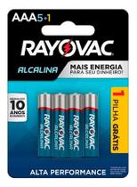 Kit c/ 6 Pilha Alcalina AAA Rayovac com 6 unidades