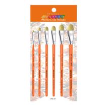 Kit C/ 6 Pinceis Chato Pintura em Tecido Castelo Pinceis