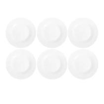 Kit c/6 Prato Opaline Menu Sobremesa 19cm Vidro Branco Nadir