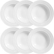 KIT C/6 Pratos Fundo de Cerâmica Roma 22cm Branco - Porto Brasil
