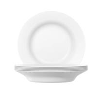 Kit c/6 Pratos Opaline Menu Fundo 23cm Vidro Branco Nadir