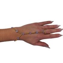 Kit C/6 Pulseiras Com Anel Pedras Coloridas Dança do Ventre Cigana Indiana Kit C/6 Pulseiras Com Anel Pedras Coloridas Dança do Ventre Cigana Indiana